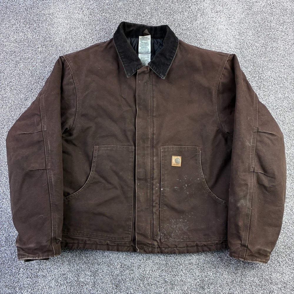 Y2k Carhartt Sandstone Jacket Mens XL Dark Brown Arctic Quilted Lined J22 DKB